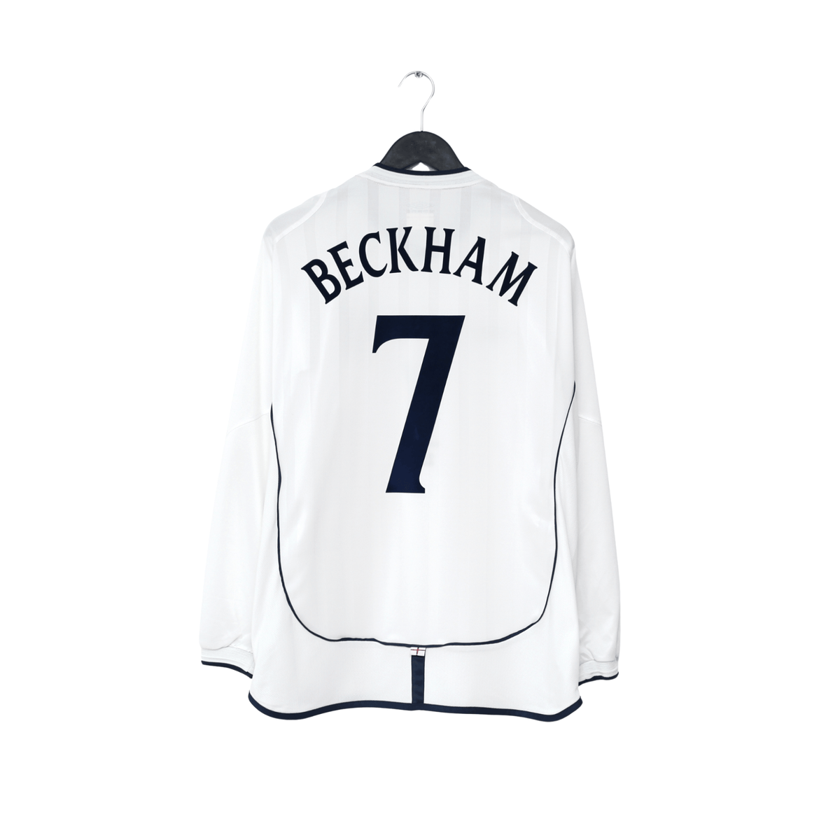 2001/03 Beckham #7 England Vintage Umbro L/S Home Greece Football Shirt (L)