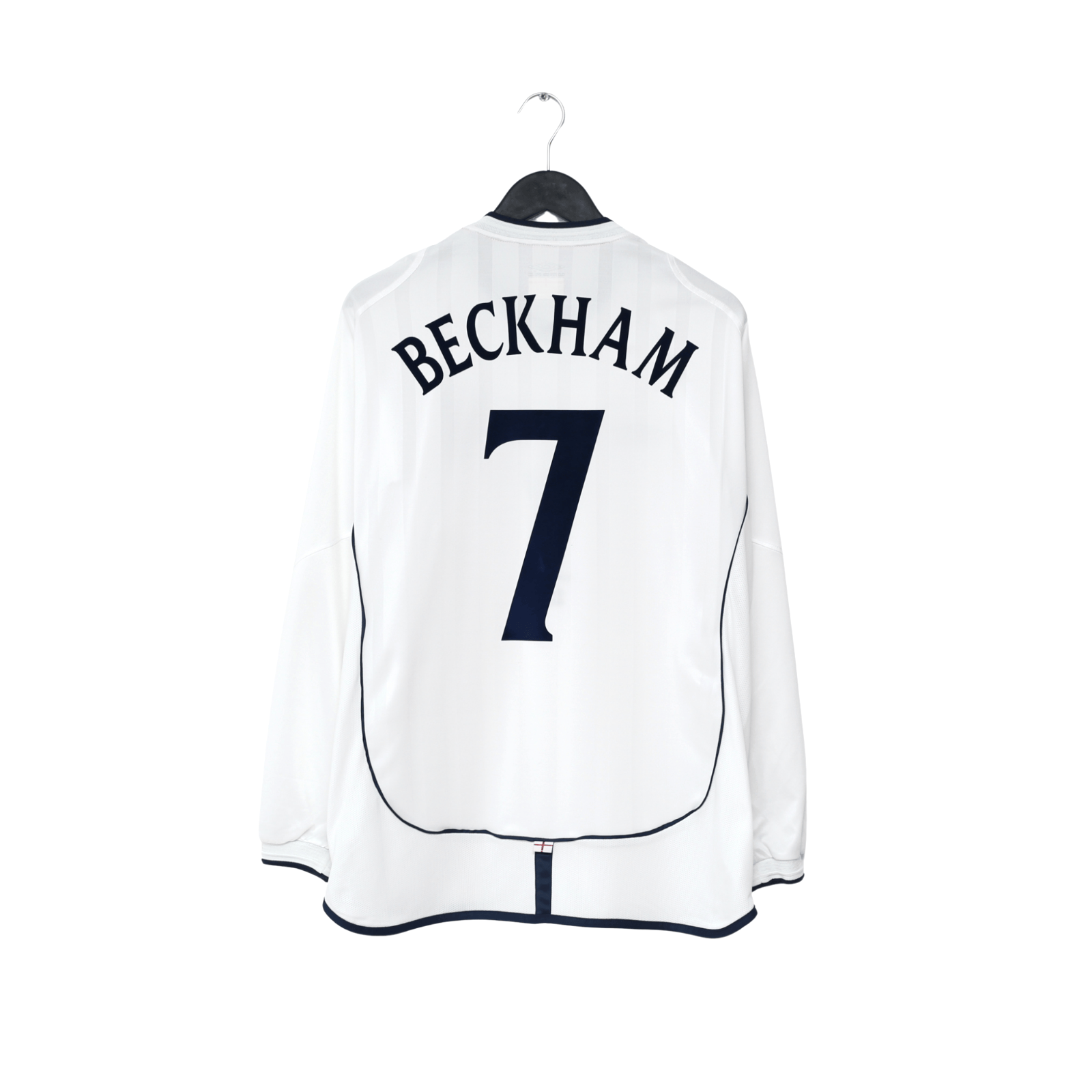 2001/03 Beckham #7 England Vintage Umbro L/S Home Greece Football Shirt (L)