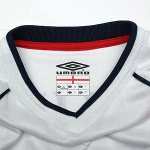2001/03 Beckham #7 England Vintage Umbro L/S Home Greece Football Shirt (L)