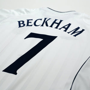 2001/03 Beckham #7 England Vintage Umbro L/S Home Greece Football Shirt (L)