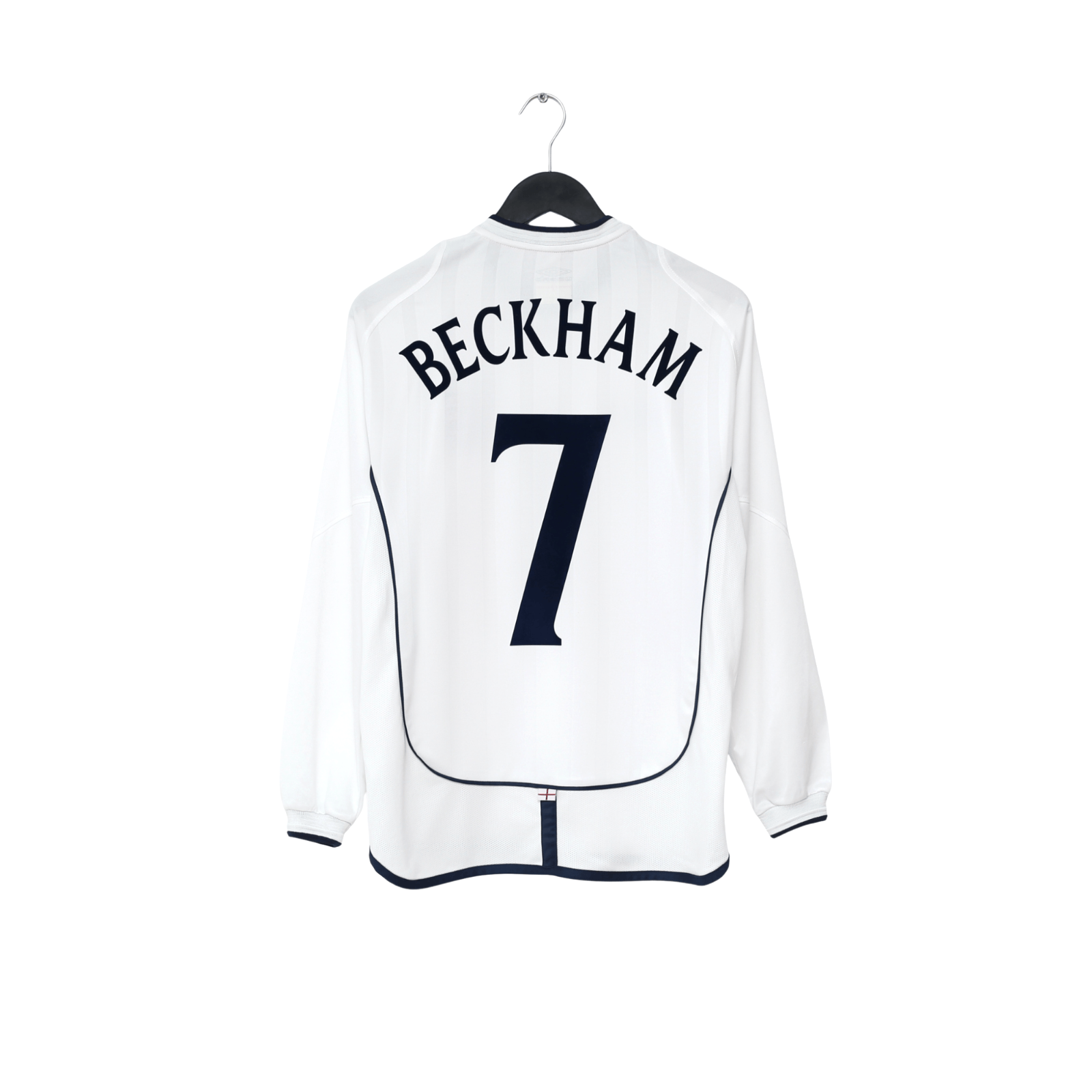 2001/03 Beckham #7 England Vintage Umbro L/S Home Greece Football Shirt (S)