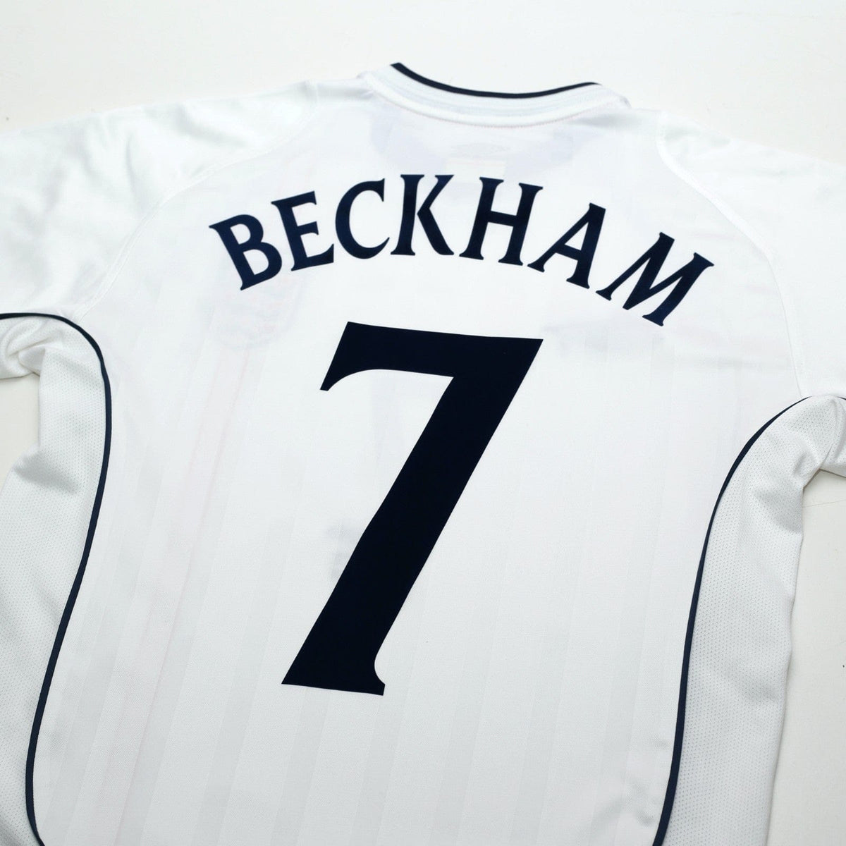 2001/03 Beckham #7 England Vintage Umbro L/S Home Greece Football Shirt (S)