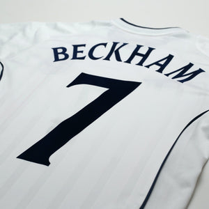 2001/03 Beckham #7 England Vintage Umbro L/S Home Greece Football Shirt (S)