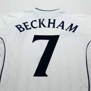 2001/03 Beckham #7 England Vintage Umbro L/S Home Greece Football Shirt (S)