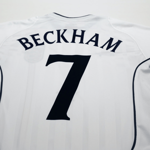 2001/03 Beckham #7 England Vintage Umbro L/S Home Greece Football Shirt (S)
