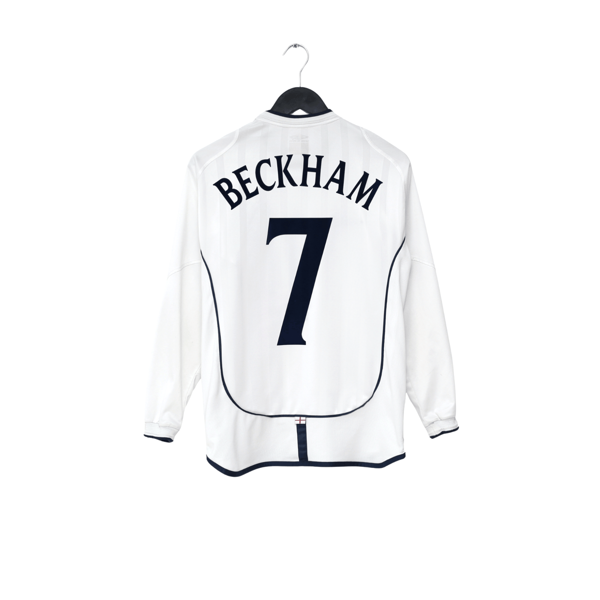 2001/03 Beckham #7 England Vintage Umbro L/S Home Greece Football Shirt (S)