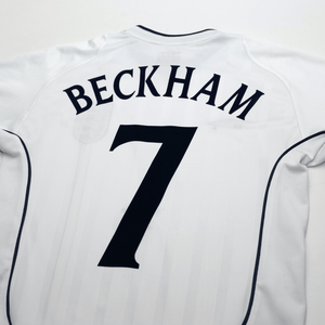 2001/03 Beckham #7 England Vintage Umbro L/S Home Greece Football Shirt (S)