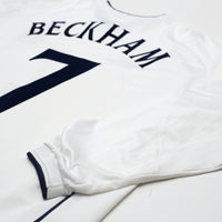 2001/03 Beckham #7 England Vintage Umbro L/S Home Greece Football Shirt (XL)