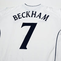 2001/03 Beckham #7 England Vintage Umbro L/S Home Greece Football Shirt (XL)