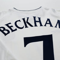 2001/03 Beckham #7 England Vintage Umbro L/S Home Greece Football Shirt (XL)