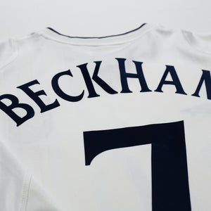 2001/03 Beckham #7 England Vintage Umbro L/S Home Greece Football Shirt (XL)