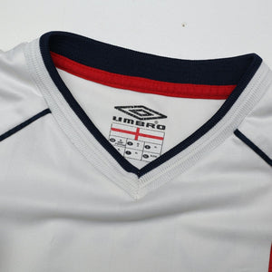 2001/03 Beckham #7 England Vintage Umbro L/S Home Greece Football Shirt (XL)