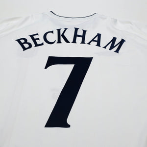 2001/03 Beckham #7 England Vintage Umbro L/S Home Greece Football Shirt (XL)