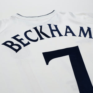 2001/03 Beckham #7 England Vintage Umbro L/S Home Greece Football Shirt (XL)