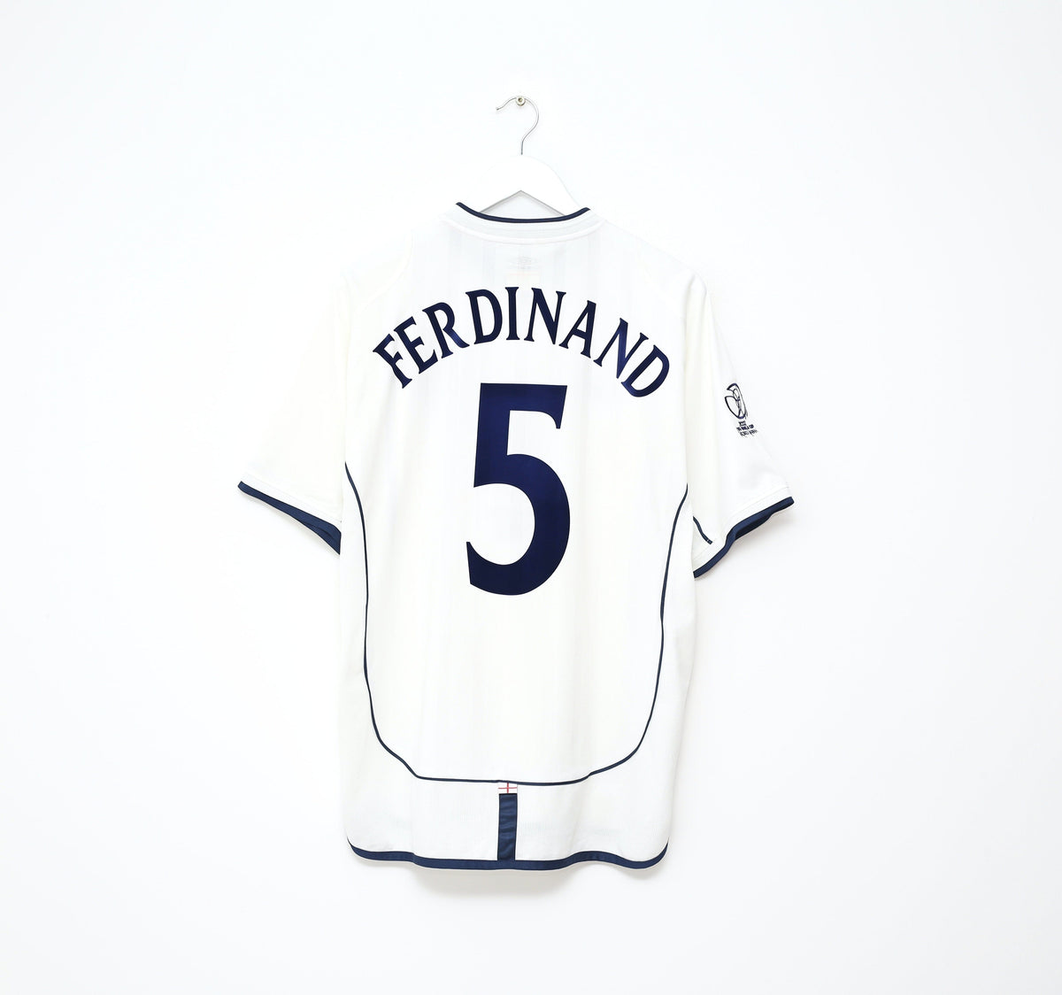 2001/03 FERDINAND #5 England Vintage Umbro Home Football Shirt (L) 2002 BRAZIL