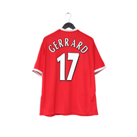 2001/03 GERRARD #17 Liverpool Vintage Reebok European Home Football Shirt (XL)