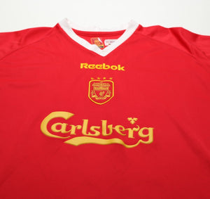 2001/03 GERRARD #17 Liverpool Vintage Reebok European Home Football Shirt (XL)