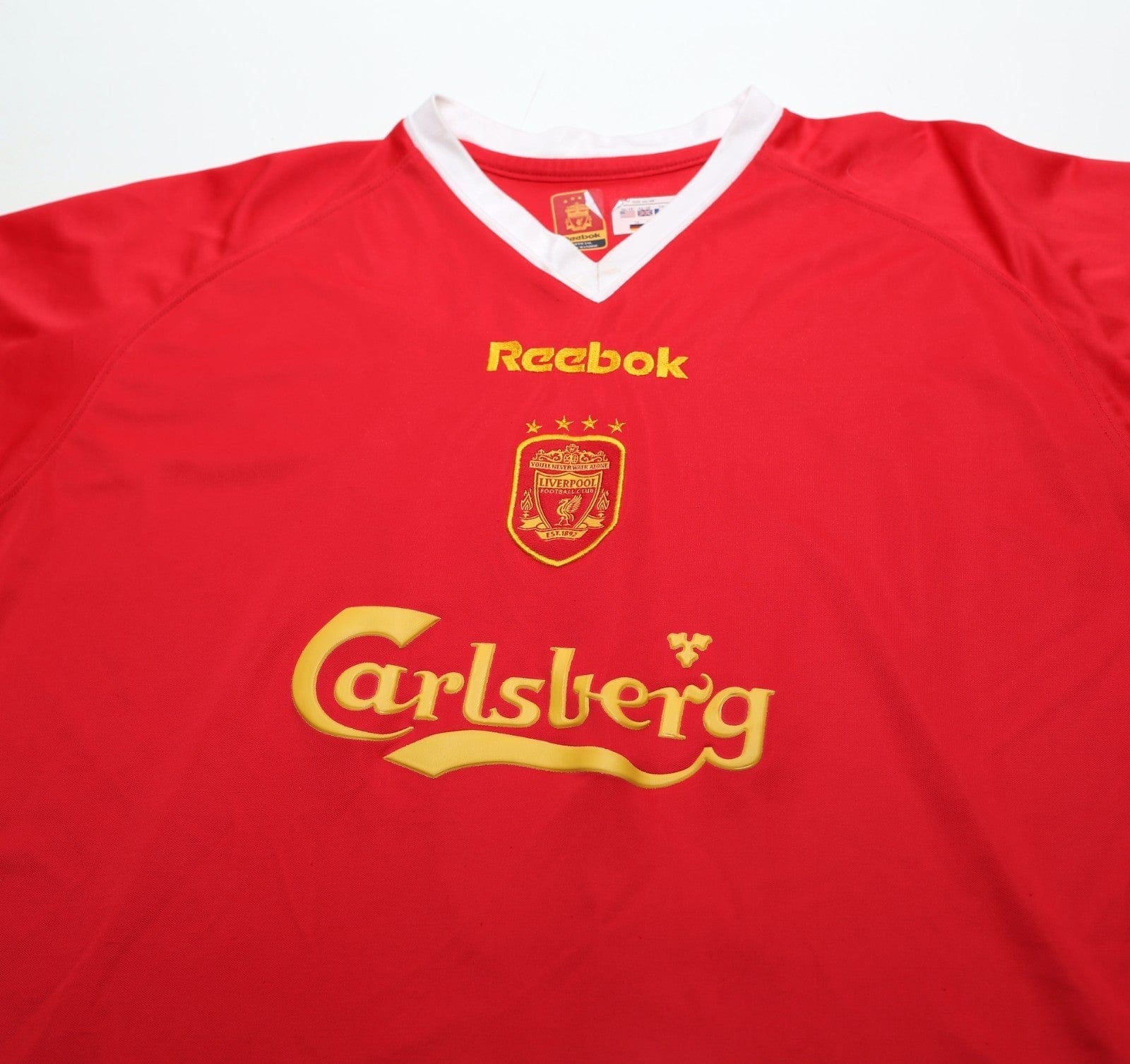 2001/03 GERRARD #17 Liverpool Vintage Reebok European Home Football Shirt (XL)