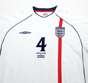 2001/03 GERRARD #4 England Vintage Umbro Home Greece Football Shirt (XL) WC 2002