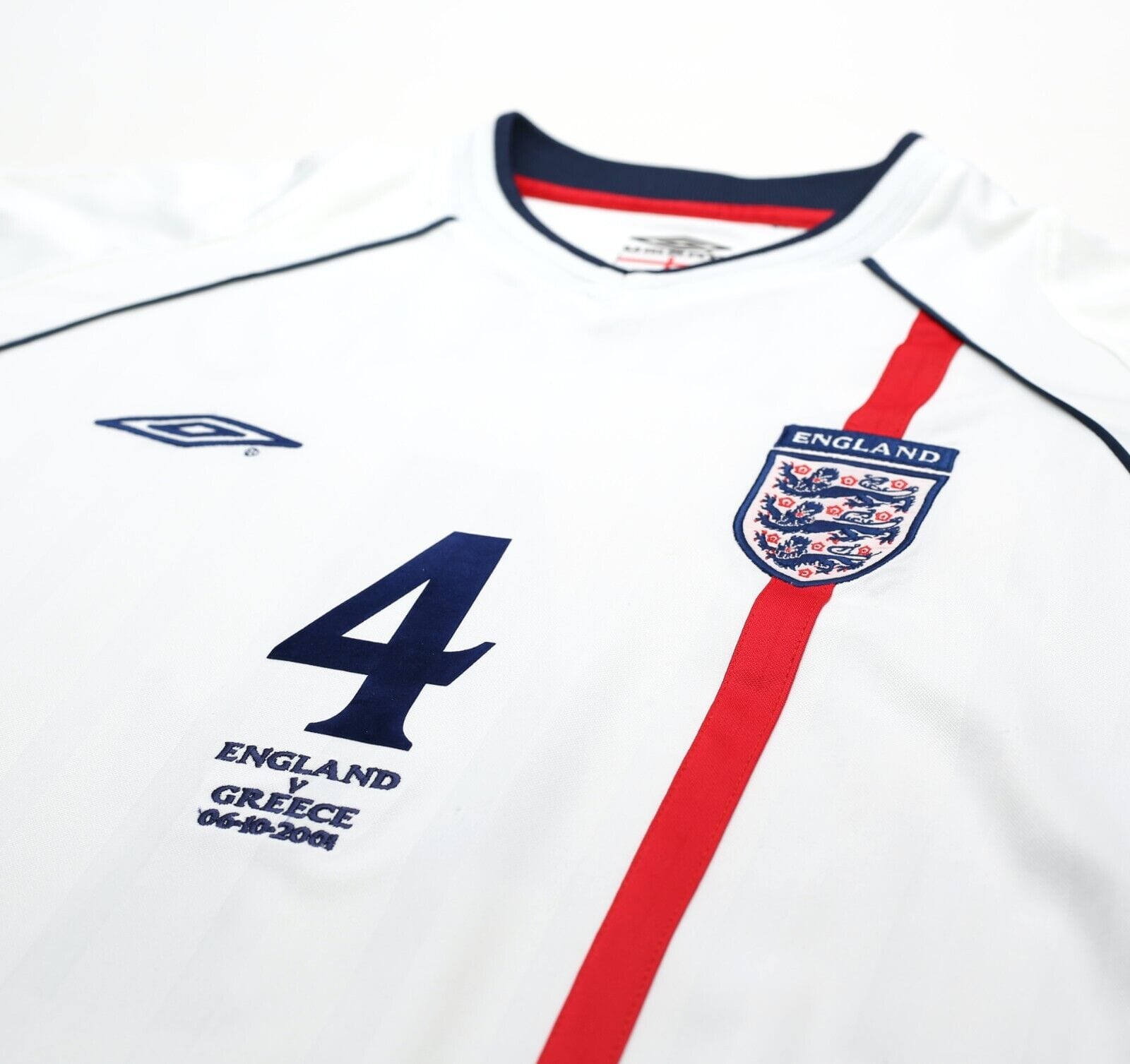 2001/03 GERRARD #4 England Vintage Umbro Home Greece Football Shirt (XL) WC 2002