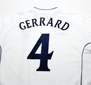 2001/03 GERRARD #4 England Vintage Umbro Home Greece Football Shirt (XL) WC 2002
