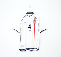 2001/03 GERRARD #4 England Vintage Umbro Home Greece Football Shirt (XL) WC 2002