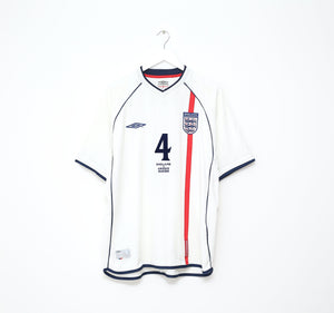 2001/03 GERRARD #4 England Vintage Umbro Home Greece Football Shirt (XL) WC 2002