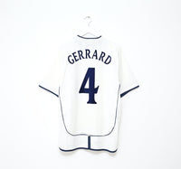2001/03 GERRARD #4 England Vintage Umbro Home Greece Football Shirt (XL) WC 2002