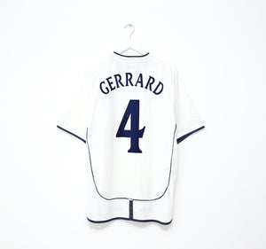 2001/03 GERRARD #4 England Vintage Umbro Home Greece Football Shirt (XL) WC 2002