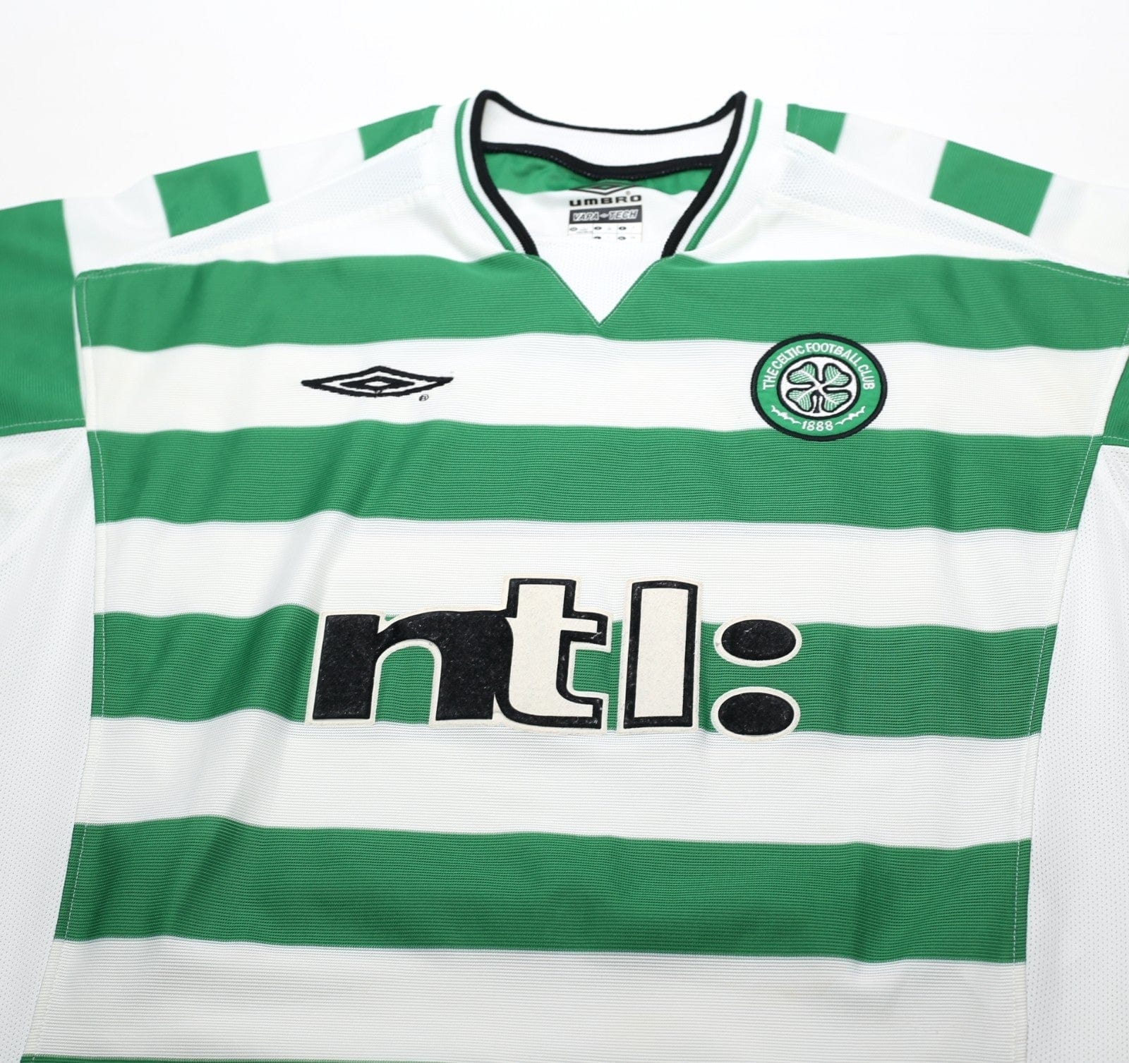 2001/03 LARSSON #7 Celtic Umbro European Home Football Shirt (L)