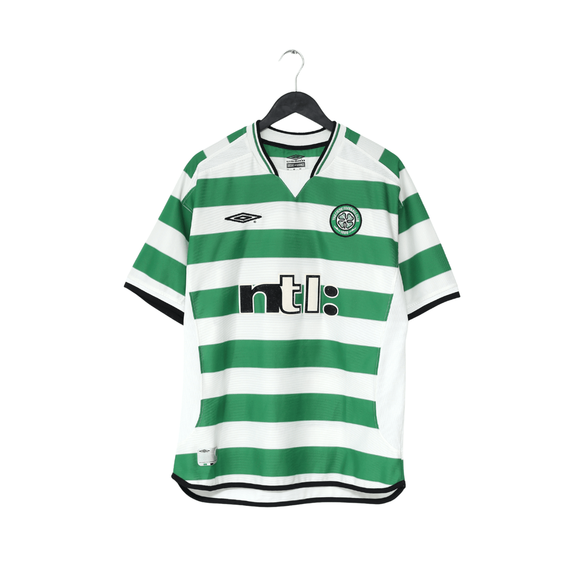 2001/03 LARSSON #7 Celtic Umbro European Home Football Shirt (L)