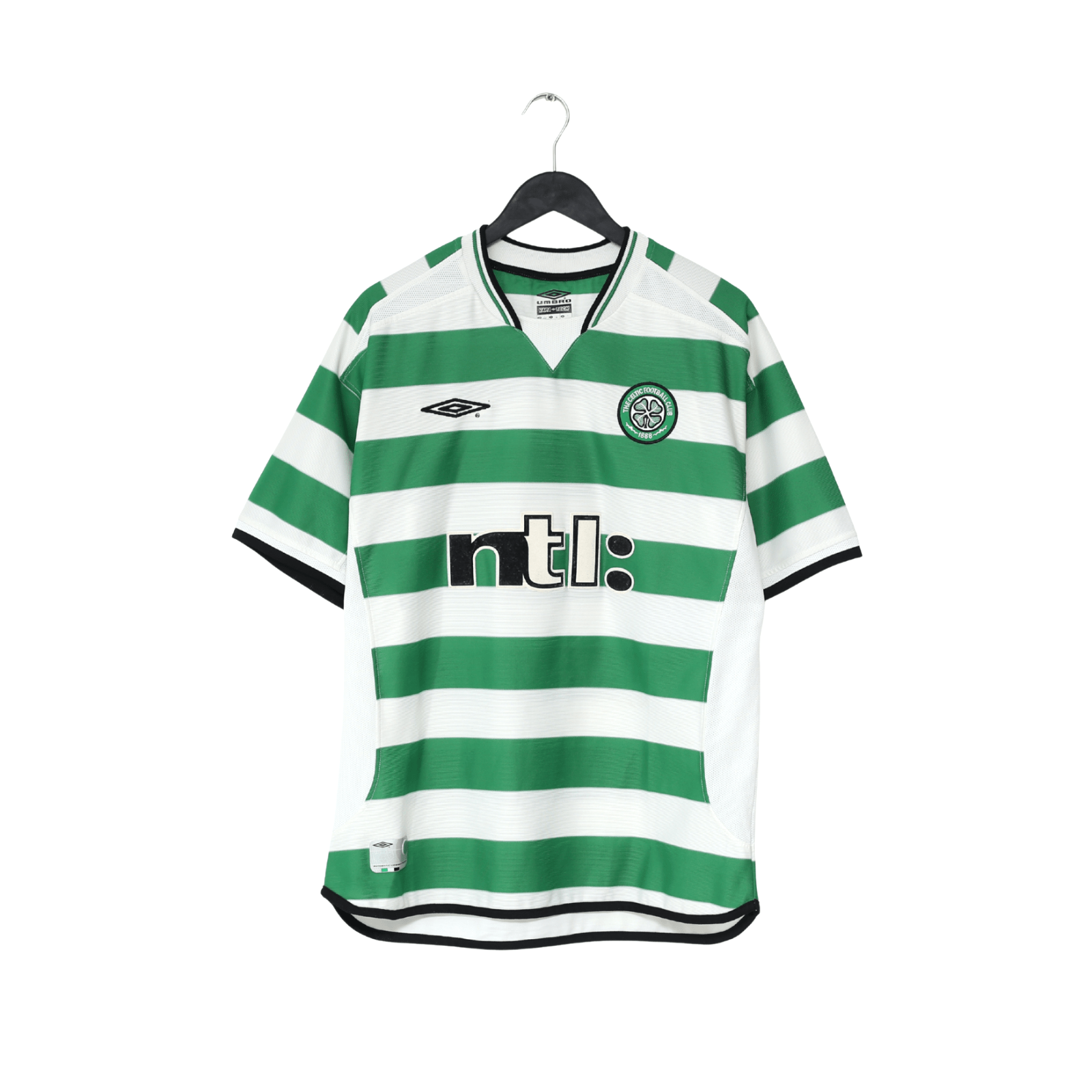 2001/03 LARSSON #7 Celtic Umbro European Home Football Shirt (L)