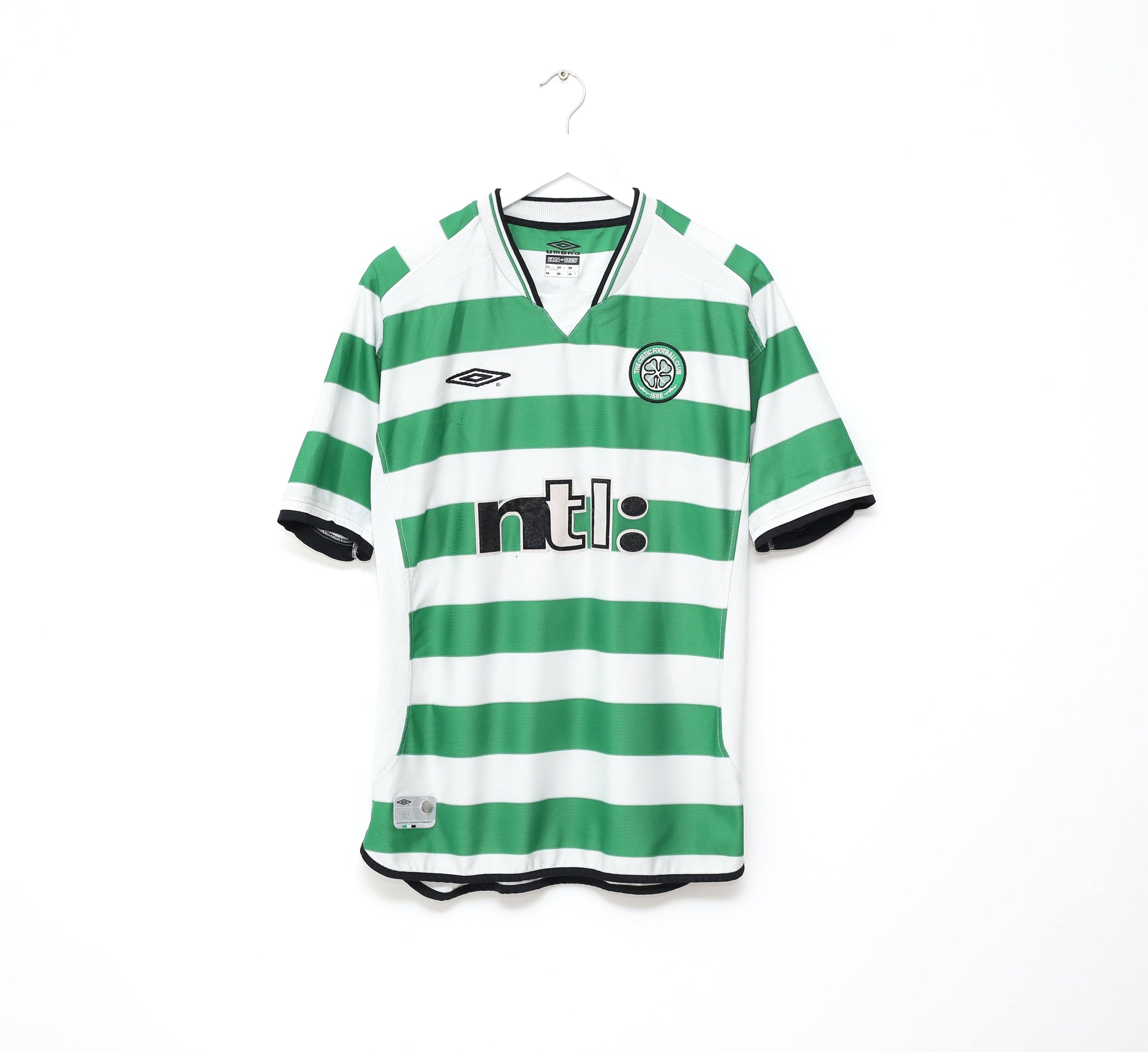 2001/03 LARSSON #7 Celtic Umbro European Home Football Shirt (L)