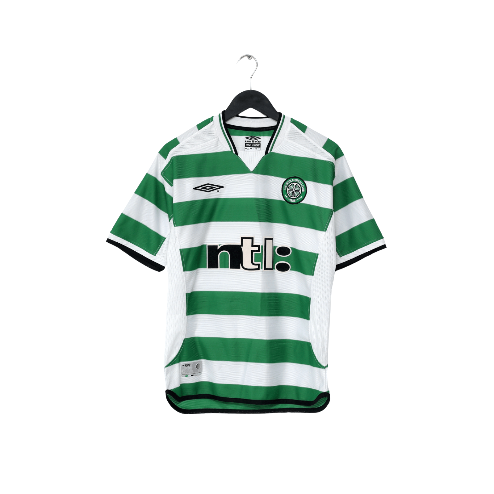 2001/03 LARSSON #7 Celtic Umbro European Home Football Shirt (S)