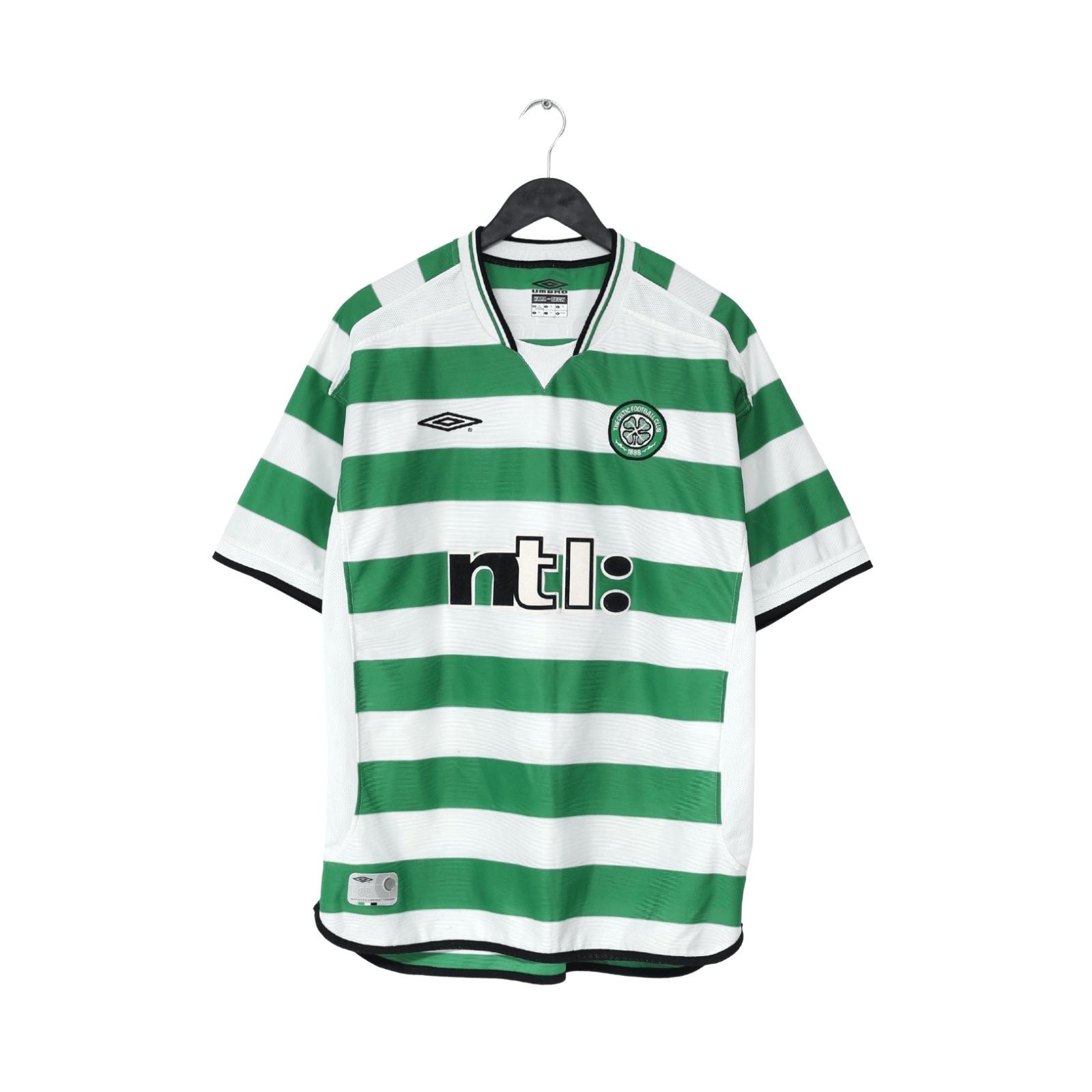 2001/03 LARSSON #7 Celtic Umbro European Home Football Shirt (XL)