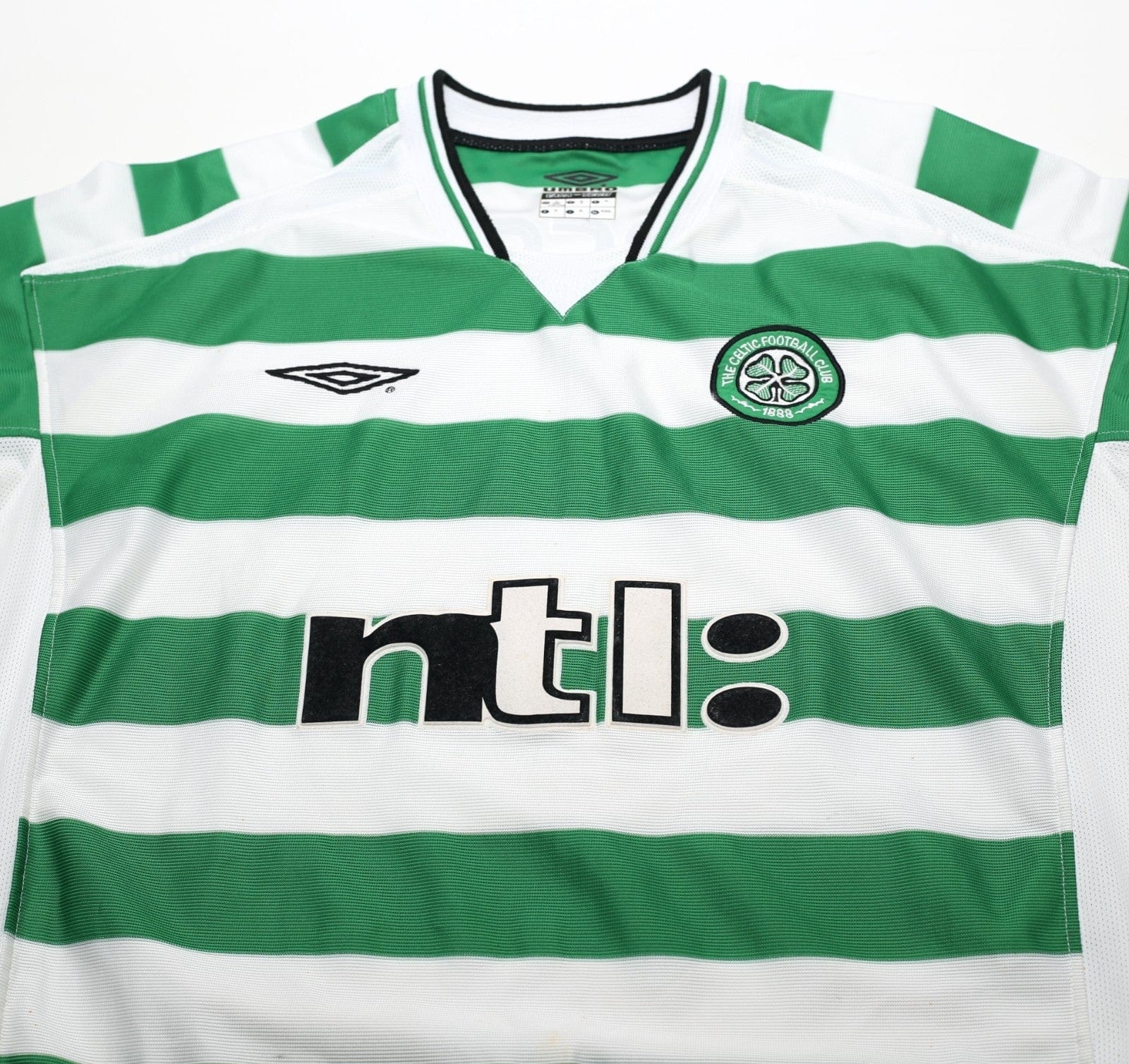 2001/03 LARSSON #7 Celtic Umbro European Home Football Shirt (XL)