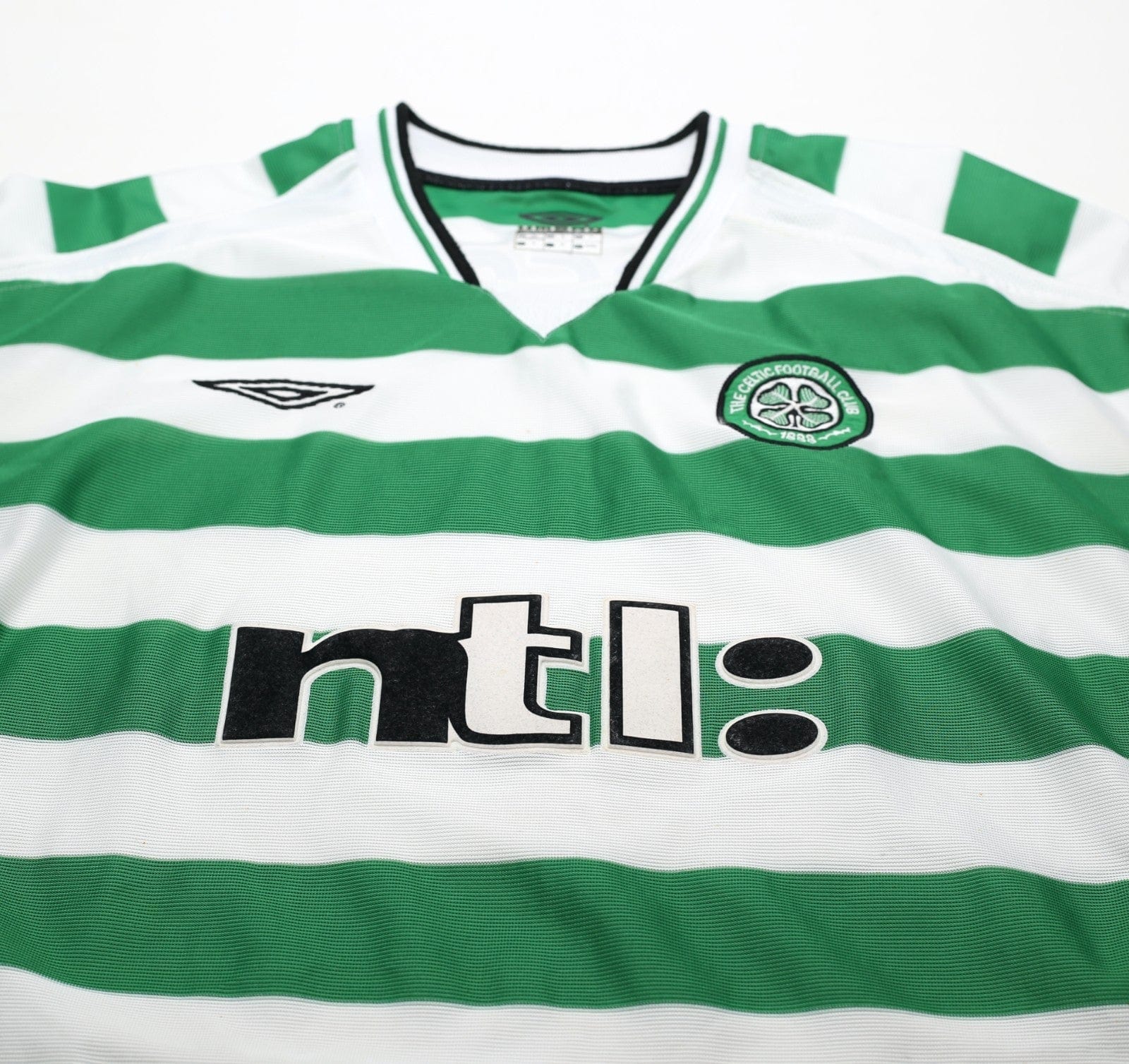 2001/03 LARSSON #7 Celtic Umbro European Home Football Shirt (XL)