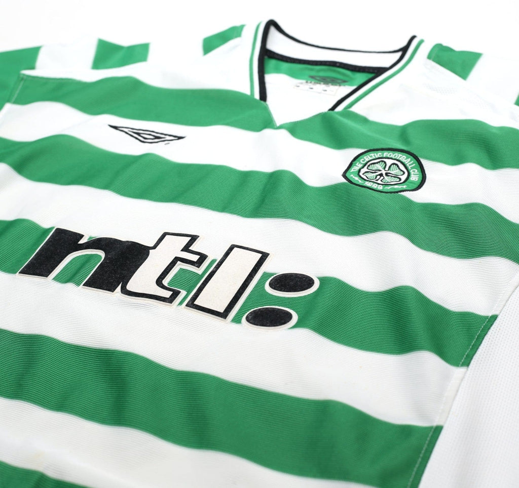 2001/03 LARSSON #7 Celtic Umbro European Home Football Shirt (XL)