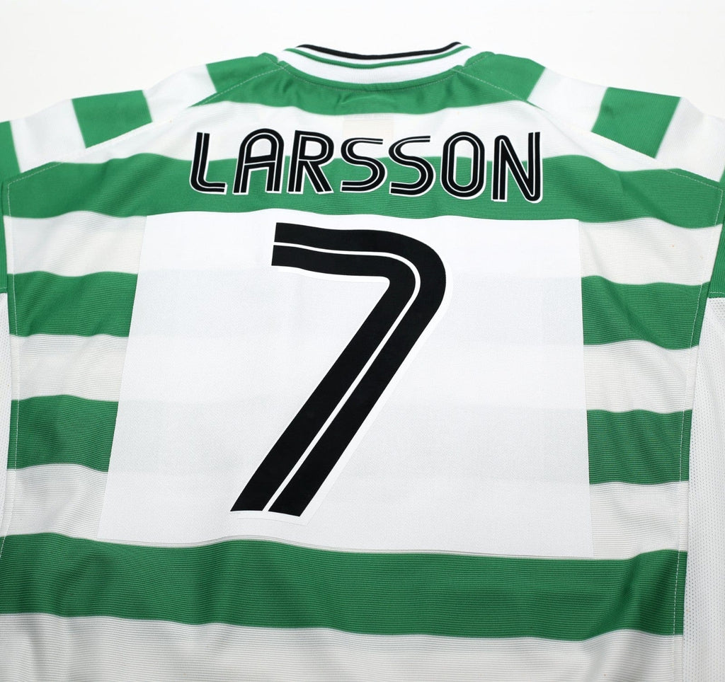 2001/03 LARSSON #7 Celtic Umbro European Home Football Shirt (XL)