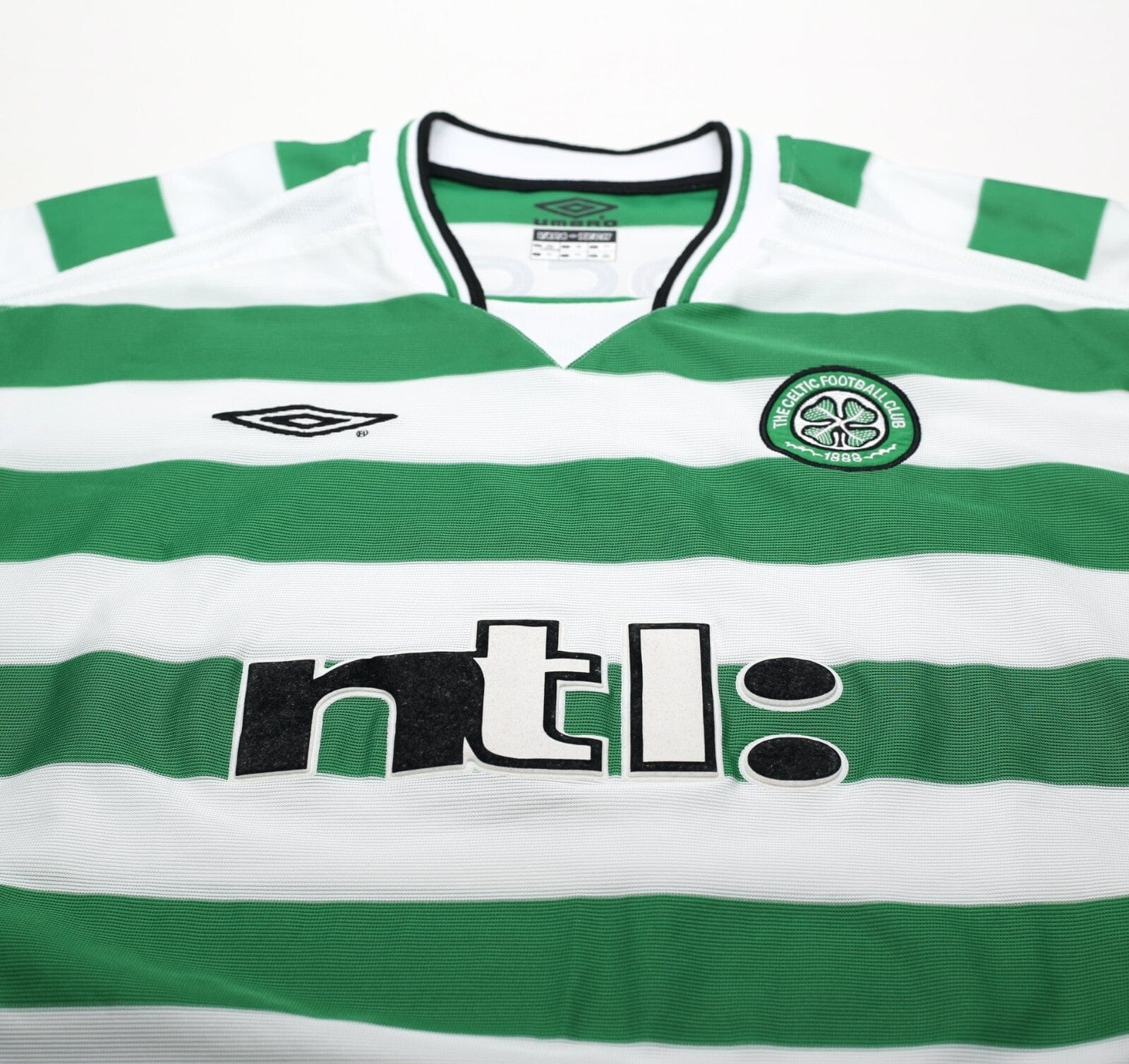 2001/03 LARSSON #7 Celtic Umbro European Home Football Shirt (XXL)