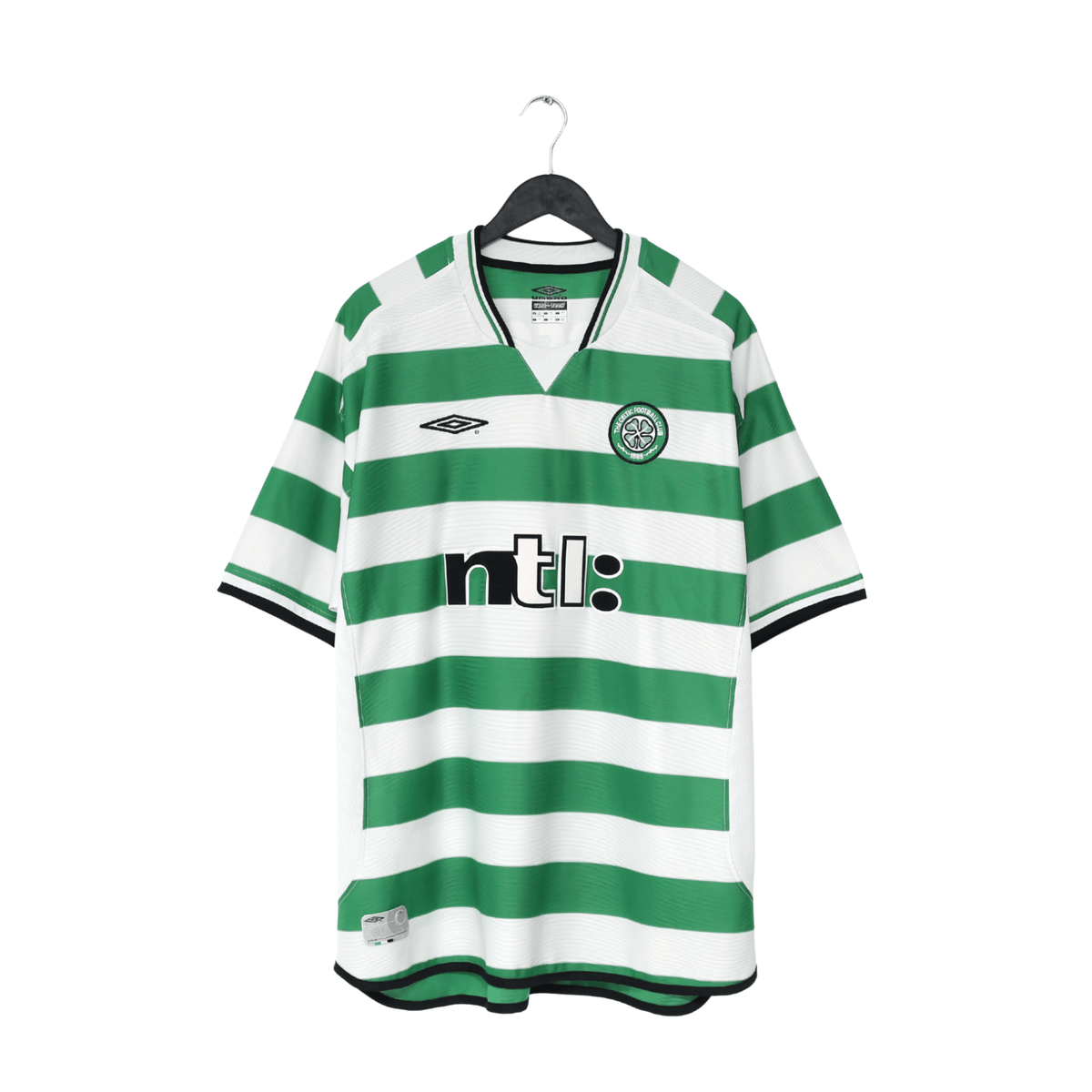 2001/03 LARSSON #7 Celtic Umbro European Home Football Shirt (XXL)