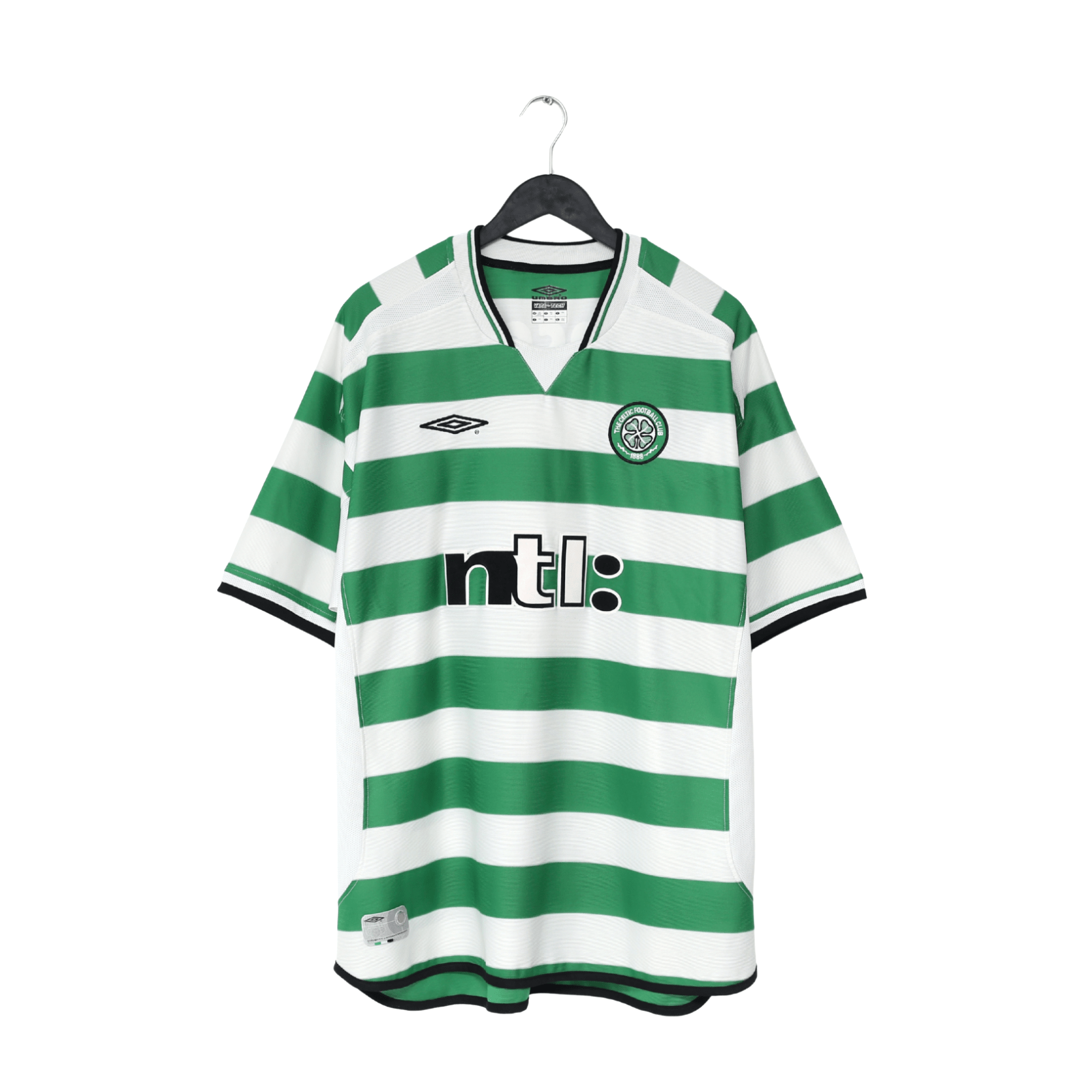 2001/03 LARSSON #7 Celtic Umbro European Home Football Shirt (XXL)