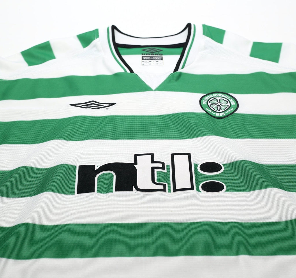 2001/03 LARSSON #7 Celtic Umbro European Home Football Shirt (XXL)
