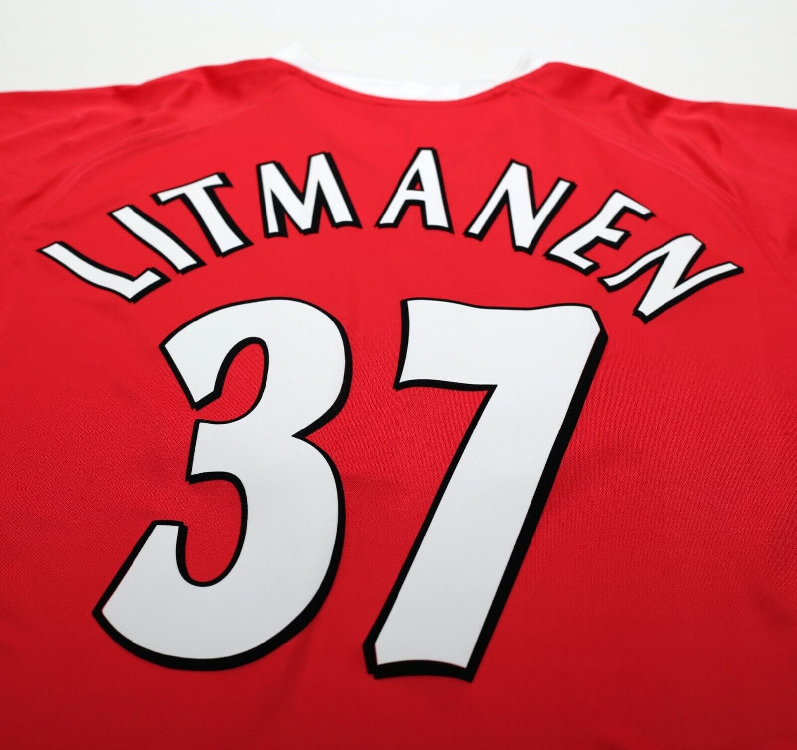 2001/03 LITMANEN #37 Liverpool Vintage Reebok European Home Football Shirt (M)