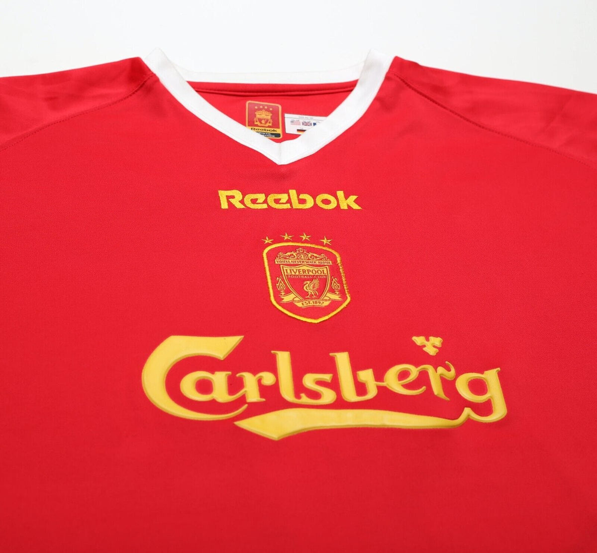 2001/03 LITMANEN #37 Liverpool Vintage Reebok UCL Home Football Shirt (XL)