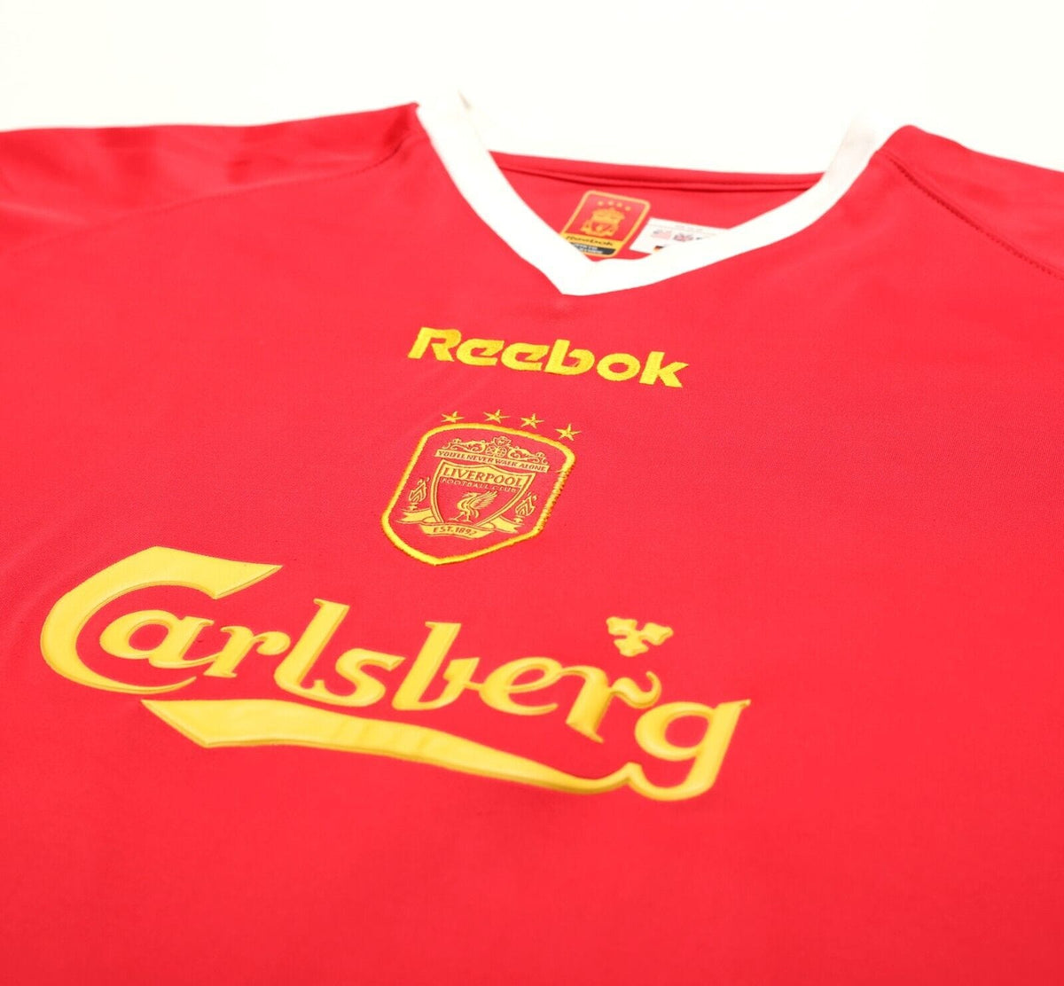 2001/03 LITMANEN #37 Liverpool Vintage Reebok UCL Home Football Shirt (XL)