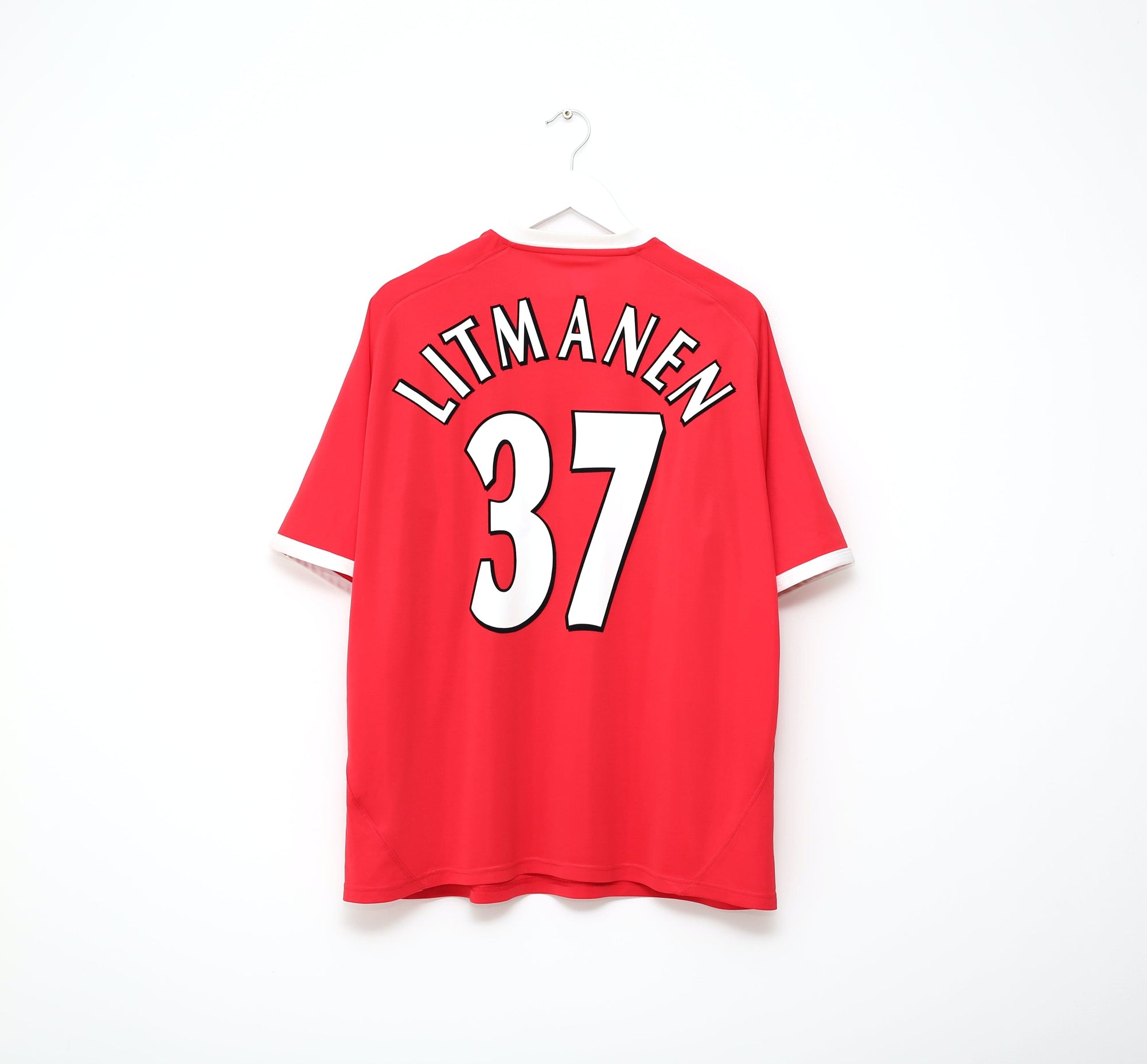 2001/03 LITMANEN #37 Liverpool Vintage Reebok UCL Home Football Shirt (XL)