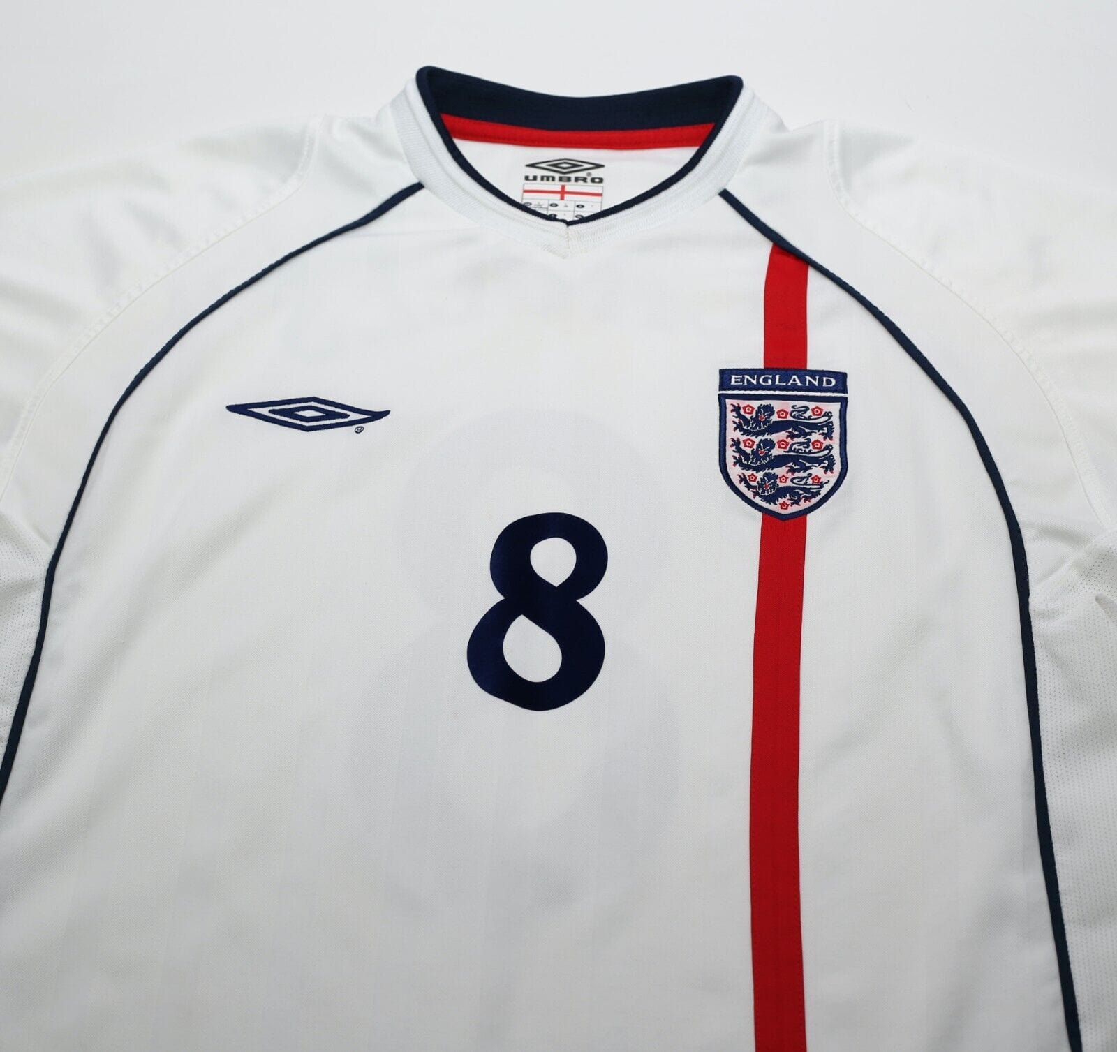 2001/03 SCHOLES #8 England Vintage Umbro Home Football Shirt (L) World Cup 2002