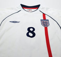 2001/03 SCHOLES #8 England Vintage Umbro Home Football Shirt (L) World Cup 2002