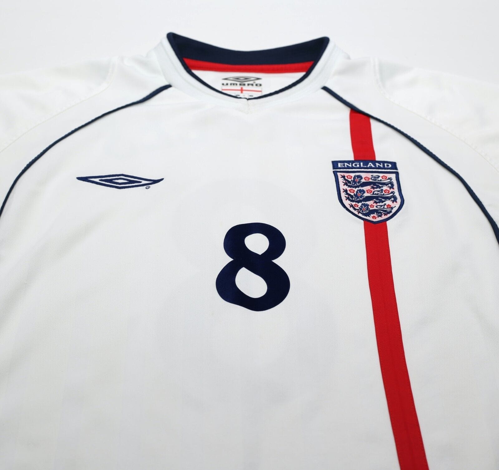 2001/03 SCHOLES #8 England Vintage Umbro Home Football Shirt (L) World Cup 2002